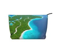 XZDLXJ Trousse de maquillage en velours côtelé « An island in the Sea », adaptée pour les voyages et un usage quotidien, doublure robuste, assure la longévité, noir, taille unique, Noir , Taille