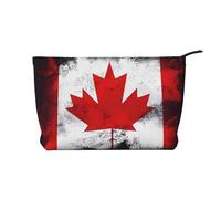 XZDLXJ Trousse de maquillage en velours côtelé avec drapeau canadien, adaptée pour les voyages et un usage quotidien, doublure robuste, assure la longévité, noir, taille unique, Noir , Taille unique