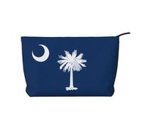 XZDLXJ Trousse de maquillage en velours côtelé avec drapeau de la Caroline du Sud, adaptée pour les voyages et un usage quotidien, doublure robuste, assure la longévité, noir, taille unique, Noir ,