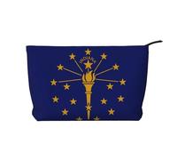 XZDLXJ Trousse de maquillage en velours côtelé avec drapeau de l'État de l'Indiana, adaptée pour les voyages et un usage quotidien, doublure robuste, assure la longévité, noir, taille unique, Noir ,