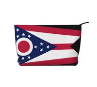 XZDLXJ Trousse de maquillage en velours côtelé avec drapeau de l'État de l'Ohio, adaptée pour les voyages et un usage quotidien, doublure robuste, assure la longévité, noir, taille unique, Noir ,