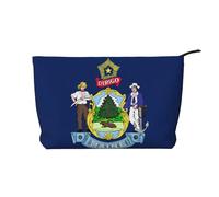 XZDLXJ Trousse de maquillage en velours côtelé avec drapeau de l'État du Maine - Convient pour les voyages et un usage quotidien - Doublure robuste - Longue durée de vie - Noir - Taille unique, Noir ,