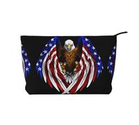 XZDLXJ Trousse de maquillage en velours côtelé avec drapeau des États-Unis, adaptée pour les voyages et un usage quotidien, doublure robuste, assure la longévité, noir, taille unique, Noir , Taille