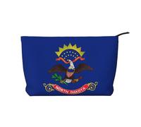 XZDLXJ Trousse de maquillage en velours côtelé avec drapeau du Dakota du Nord, adaptée pour les voyages et un usage quotidien, doublure robuste, assure la longévité, noir, taille unique, Noir , Taille