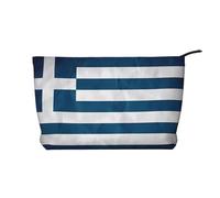 XZDLXJ Trousse de maquillage en velours côtelé avec drapeau grec, adaptée pour les voyages et un usage quotidien, doublure robuste, assure la longévité, noir, taille unique, Noir , Taille unique