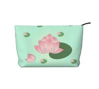 XZDLXJ Trousse de maquillage en velours côtelé avec motif de fleurs de lotus qui attendent de fleurir, convient pour les voyages et un usage quotidien, doublure robuste, assure la longévité, noir,