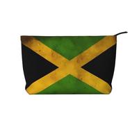 XZDLXJ Trousse de maquillage en velours côtelé avec motif drapeau de la Jamaïque, adaptée pour les voyages et un usage quotidien, doublure robuste, longue durée de vie, noir, taille unique, Noir ,