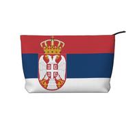 XZDLXJ Trousse de maquillage en velours côtelé avec motif drapeau de la Serbie, adaptée pour les voyages et un usage quotidien, doublure robuste, longue durée de vie, noir, taille unique, Noir ,