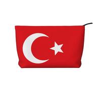 XZDLXJ Trousse de maquillage en velours côtelé avec motif drapeau de la Turquie, convient pour les voyages et un usage quotidien, doublure robuste, longue durée de vie, noir, taille unique, Noir ,