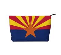 XZDLXJ Trousse de maquillage en velours côtelé avec motif drapeau de l'Arizona, adaptée pour les voyages et un usage quotidien, doublure robuste, assure la longévité, noir, taille unique, Noir ,