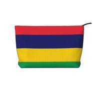 XZDLXJ Trousse de maquillage en velours côtelé avec motif drapeau de l'île Maurice, adaptée pour les voyages et un usage quotidien, doublure robuste, longue durée de vie, noir, taille unique, Noir ,