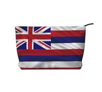 XZDLXJ Trousse de maquillage en velours côtelé avec motif drapeau d'Hawaï, convient pour les voyages et un usage quotidien, doublure robuste, assure la longévité, noir, taille unique, Noir , Taille