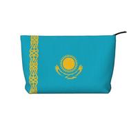 XZDLXJ Trousse de maquillage en velours côtelé avec motif drapeau du Kazakhstan, adaptée pour les voyages et un usage quotidien, doublure robuste, assure la longévité, noir, taille unique, Noir ,