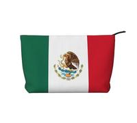 XZDLXJ Trousse de maquillage en velours côtelé avec motif drapeau du Mexique, adaptée pour les voyages et un usage quotidien, doublure robuste, longue durée de vie, noir, taille unique, Noir , Taille