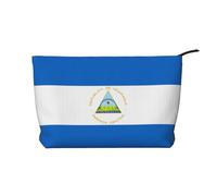 XZDLXJ Trousse de maquillage en velours côtelé avec motif drapeau du Nicaragua, adaptée pour les voyages et un usage quotidien, doublure robuste, longue durée de vie, noir, taille unique, Noir ,