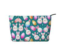 XZDLXJ Trousse de maquillage en velours côtelé avec visages de lapin timides, adaptée pour les voyages et un usage quotidien, doublure robuste, assure la longévité, noir, taille unique, Noir , Taille