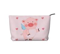 XZDLXJ Trousse de maquillage en velours côtelé motif cochon volant, adaptée pour les voyages et un usage quotidien, doublure robuste, assure la longévité, noir, taille unique, Noir , Taille unique