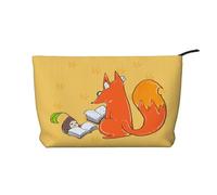 XZDLXJ Trousse de maquillage en velours côtelé pour graines de tournesol et renards, adaptée pour les voyages et un usage quotidien, doublure robuste, assure la longévité, noir, taille unique, Noir ,