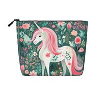XZDLXJ Trousse de maquillage licorne avec cheveux roses - Résistante à l'eau - Aspect lin - Avec fermeture éclair - Pour vos besoins quotidiens ou de voyage - Noir - Taille unique, Noir , Taille