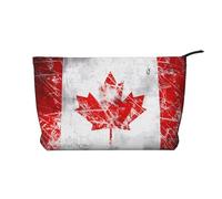 XZDLXJ Trousse de maquillage rétro en velours côtelé, motif drapeau du Canada, adaptée pour les voyages et un usage quotidien, doublure robuste, longue durée de vie, noir, taille unique, Noir , Taille