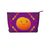 XZDLXJ Trousse de maquillage Smiley orange en velours côtelé, adaptée pour les voyages et un usage quotidien, doublure robuste, assure la longévité, noire, taille unique, Noir , Taille unique