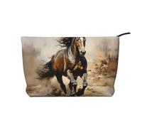 XZDLXJ Trousse de maquillage Western Horse en velours côtelé, adaptée pour les voyages et un usage quotidien, doublure robuste, assure la longévité, noir, taille unique, Noir , Taille unique