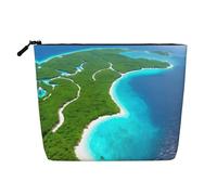 XZDLXJ Une île dans la mer Trousse de maquillage imperméable aspect lin monocouche avec fermeture éclair pour vos besoins quotidiens ou de voyage, noir, taille unique, Noir , Taille unique
