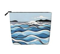XZDLXJ Waves lapping at the rocks Trousse de maquillage imperméable aspect lin monocouche avec fermeture éclair pour vos besoins quotidiens ou de voyage, noir, taille unique, Noir , Taille unique