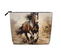 XZDLXJ Western Horse Trousse de maquillage imperméable aspect lin avec fermeture éclair pour vos besoins quotidiens ou de voyage, noir, taille unique, Noir , Taille unique