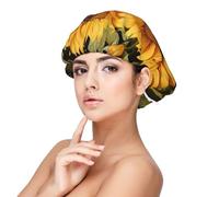 XZDLXJ with The Yellow Sunflower Bonnet de nuit en satin pour adultes - Protection des cheveux et confort, noir, noir, taille unique
