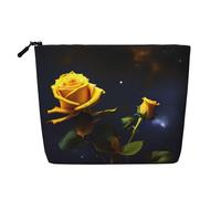 XZDLXJ Yellow Roses Starry Night Trousse de maquillage imperméable à une couche avec fermeture éclair pour vos besoins quotidiens ou de voyage, noir, taille unique, Noir , Taille unique