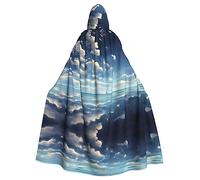 XZDLYY Cape à capuche pour adulte avec nuages blancs sur la mer pour cosplay, bal masqué et fêtes à thème, confortable, durable et élégante