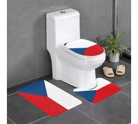 XZDLYY Lot de 3 tapis de salle de bain motif drapeau de la République tchèque, antidérapant, absorbant l'eau, épais et confortable pour la maison, le spa et l'hôtel