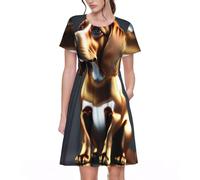 XZDLYY Render of a neotribal Summer Casual Slim Fit Short Sleeve Dress for Women, noir, M/4XL