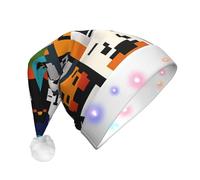 XZDPY Pixel Art Chapeau de Noël lumineux avec visages d'animaux pour adultes, chapeau de vacances pour fête et festival