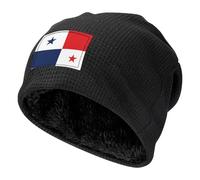 XZDZWK Bonnet noir en tricot gaufré - Partie drapeau du Panama imprimé doux sports de plein air, casquette souple unisexe chaude et souple, Noir , Taille unique