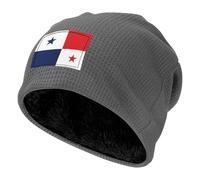 XZDZWK Bonnet noir en tricot gaufré - Partie drapeau du Panama imprimé doux sports de plein air, casquette souple unisexe chaude et souple, gris, Taille unique