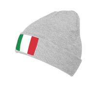XZDZWK Bonnet tricoté avec drapeau de l'Italie - Confortable et doux pour la peau - Convient pour les sports de plein air et les voyages, gris, Taille unique