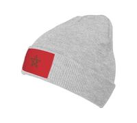 XZDZWK Bonnet tricoté drapeau du Maroc noir confortable et doux pour la peau Convient pour les sports de plein air et les voyages, gris, Taille unique