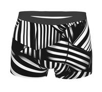 XZDZWK Boxer pour homme avec lignes géométriques noires et blanches imprimées, doux, confortable, léger, respirant, doux pour la peau, non serré, Noir , L
