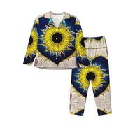 XZDZWK Cartoon Heart Sun Ensemble de pyjama à manches longues pour femme, tendance, doux et respirant pour l'hiver et l'automne, Noir , XL