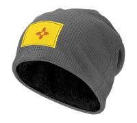 XZDZWK Chapeau pull en tricot gaufré noir - Partie drapeau du Nouveau-Mexique imprimé doux sports de plein air, casquette souple unisexe chaude, gris, Taille unique