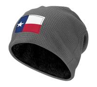 XZDZWK Chapeau pull en tricot gaufré noir - Partie drapeau du Texas imprimé doux sports de plein air, casquette unisexe chaude et souple, gris, Taille unique