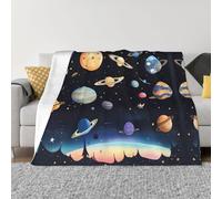 XZDZWK Couverture en flanelle anti-boulochage de 101,6 x 76,2 cm, motif imprimé Saturne Jupiter Terre, couverture pliable pour la maison, les voyages et l'extérieur