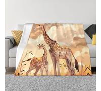 XZDZWK Couverture en flanelle anti-boulochage de 152,4 x 127 cm, motif imprimé girafe mère et enfant, couverture pliable pour la maison, les voyages et l'extérieur