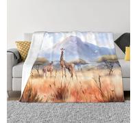 XZDZWK Couverture en flanelle anti-boulochage de 203,2 x 152,4 cm, motif girafe africaine, couverture pliable pour la maison, les voyages et l'extérieur