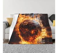 XZDZWK Couverture en flanelle anti-boulochage de 203,2 x 152,4 cm, motif imprimé basket-ball sur le feu et éclaboussures de flammes d'eau, couverture pliable pour la maison, les voyages et l'extérieur