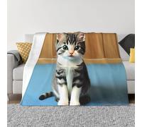 XZDZWK Couverture en flanelle anti-boulochage pour chambre à coucher, motif chaton, couverture pliable pour la maison, les voyages et l'extérieur 152,4 x 127 cm