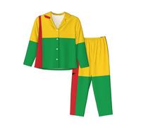 XZDZWK Drapeau de la Guinée-Bissau Ensemble de pyjama à manches longues pour femme, tendance, doux et respirant pour l'hiver et l'automne, Noir , S
