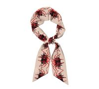 XZDZWK Écharpe en satin tendance pour femme, motif petite araignée rouge, écharpe douce et légère pour tenues quotidiennes